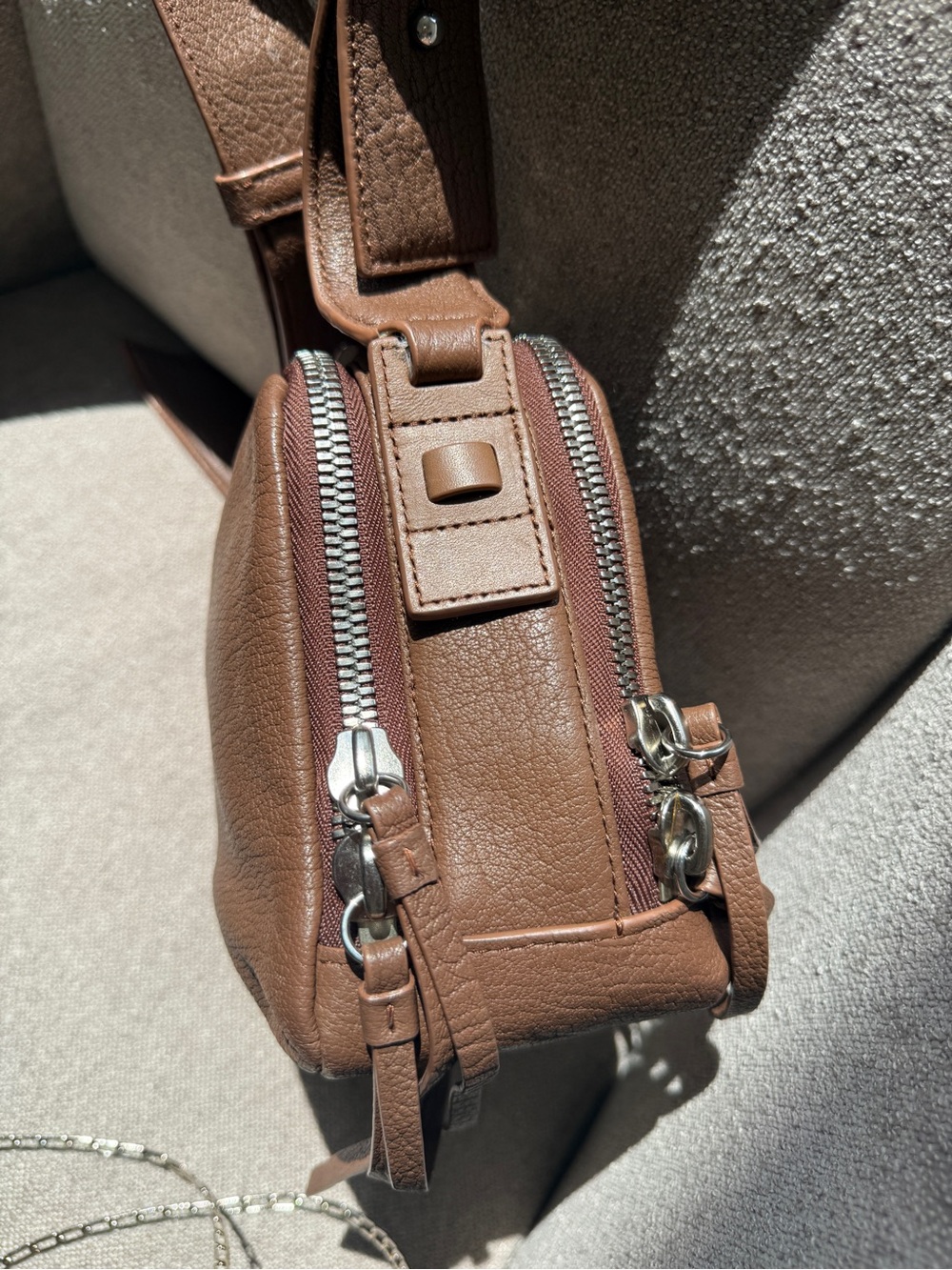 All Saints Tan-Brown Leather Messenger Bag - Picture 8 of 15